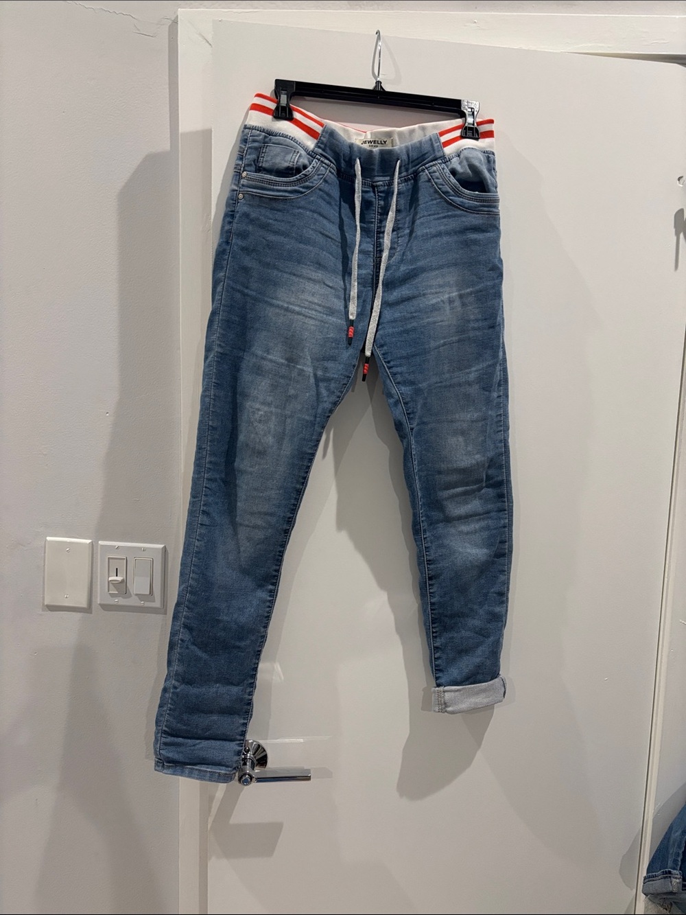Women's Blue Skinny Drawstring Jeans